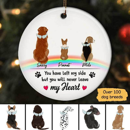 Dogs On Rainbow Bridge Memorial Personalized Circle Ornament
