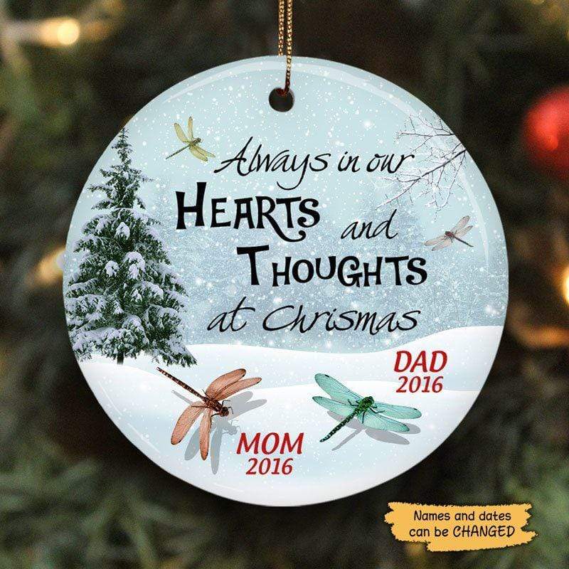 Dragonflies In Snow Personalized Memorial Circle Ornament