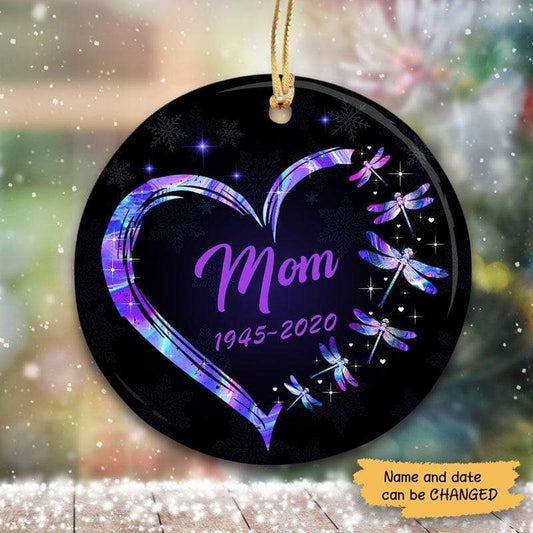 Dragonfly Heart Personalized Memorial Circle Ornament
