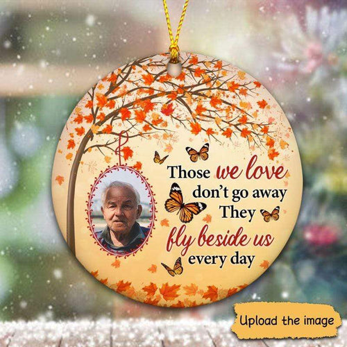 Fall Leaves Photo Personalized Memorial Circle Ornament