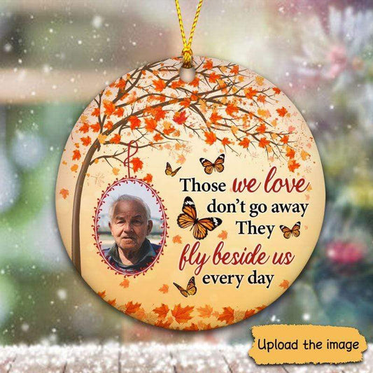 Fall Leaves Photo Personalized Memorial Circle Ornament