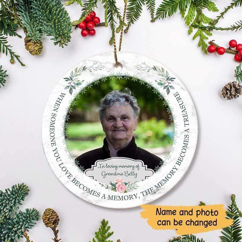Memory Becomes Treasure Memorial Personalized Photo Circle Ornament