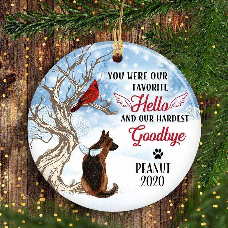 Favorite Hello Hardest Goodbye Dogs Memorial Personalized Circle Ornament