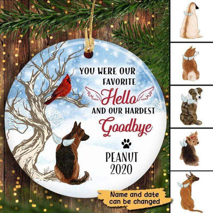 Favorite Hello Hardest Goodbye Dogs Memorial Personalized Circle Ornament