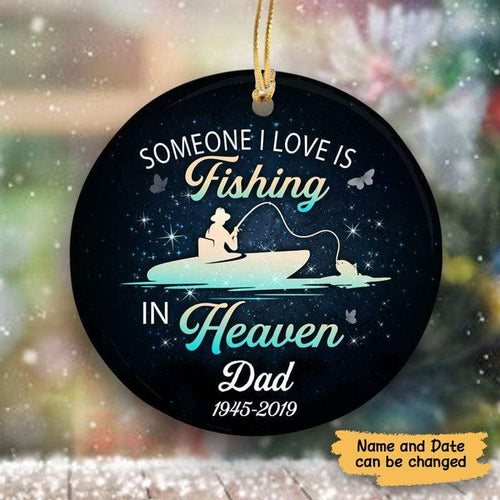 Fishing In Heaven Personalized Memorial Circle Ornament