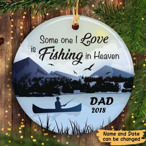 Fishing In Heaven New Memorial Personalized Circle Ornament