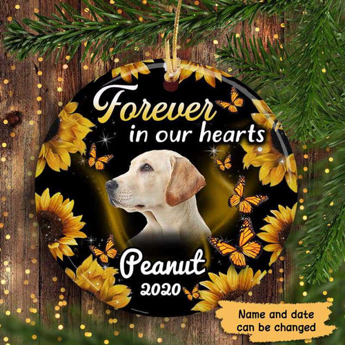 Forever Heart Sunflower Dogs Memorial Circle Ornament