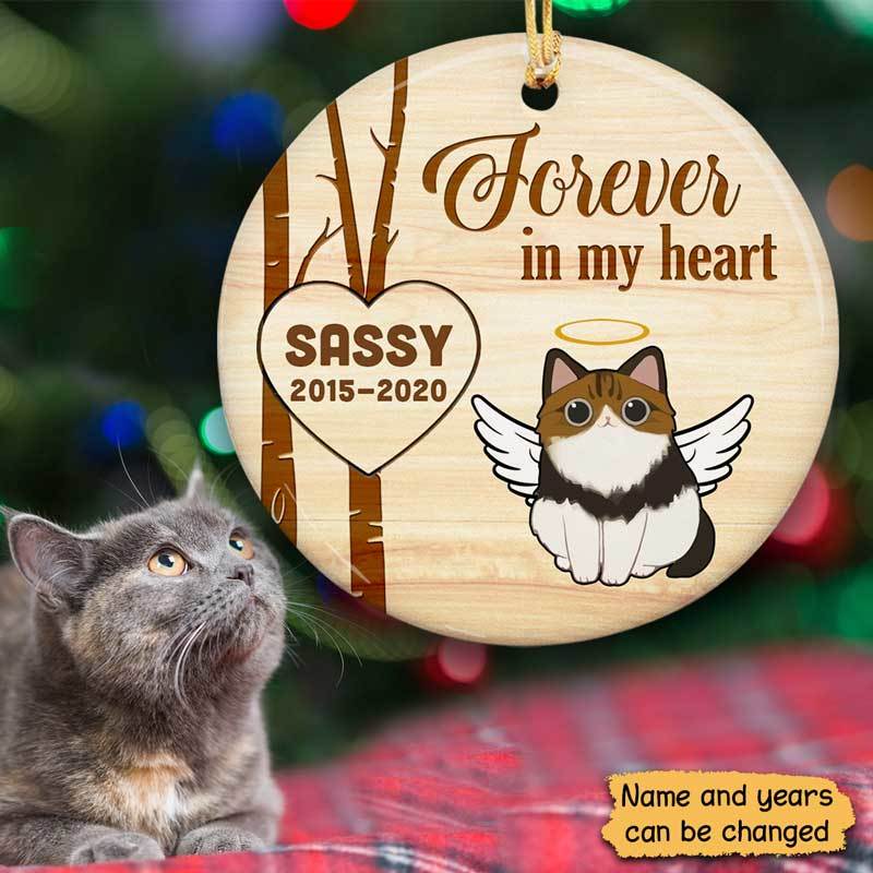 Forever In My Heart Cats Memorial Personalized Circle Ornament