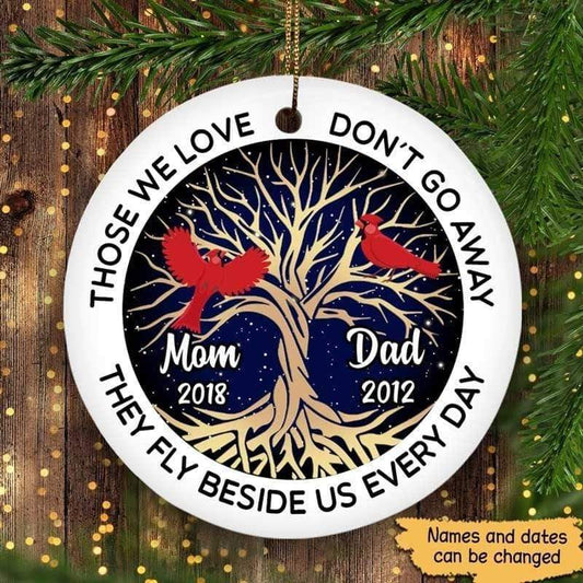 Galaxy Night Dad Mom Cardinals Memorial Personalized Circle Ornament