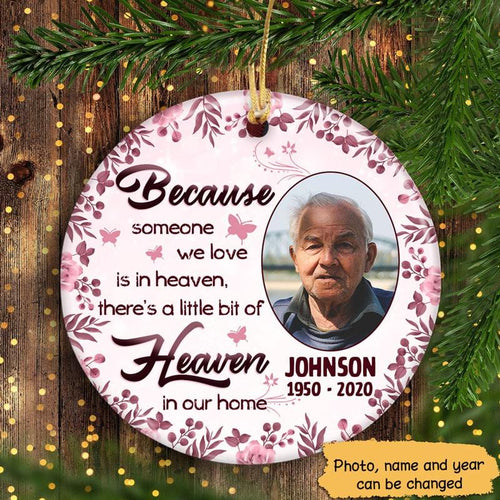 Heaven In Our Home Flower Personalized Memorial Circle Ornament