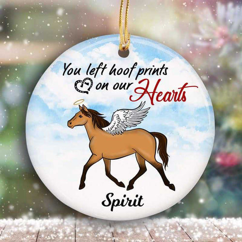 Horse Memorial You Left Hoof Prints Personalized Circle Ornament