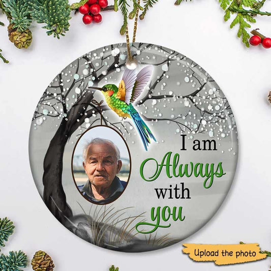 Hummingbird Always With You Blossom Tree Memorial Personalized Circle Ornament