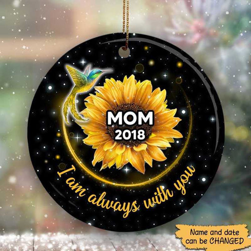 Hummingbird And Sunflower Memorial Personalized Circle Ornament