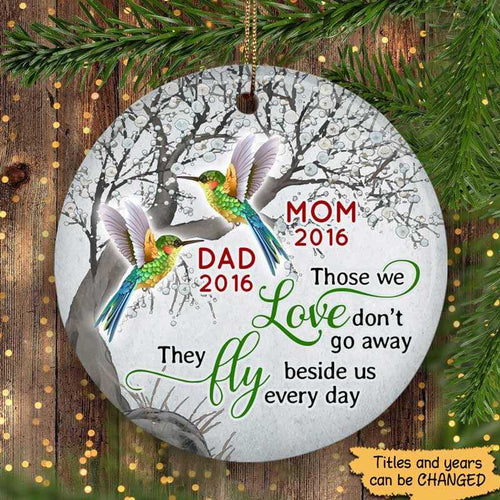 Hummingbird Dad Mom Blossom Tree Memorial Personalized Circle Ornament