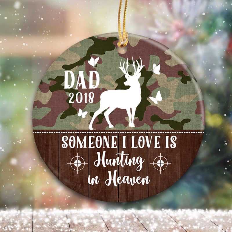 Hunting In Heaven Camo Memorial Personalized Circle Ornament