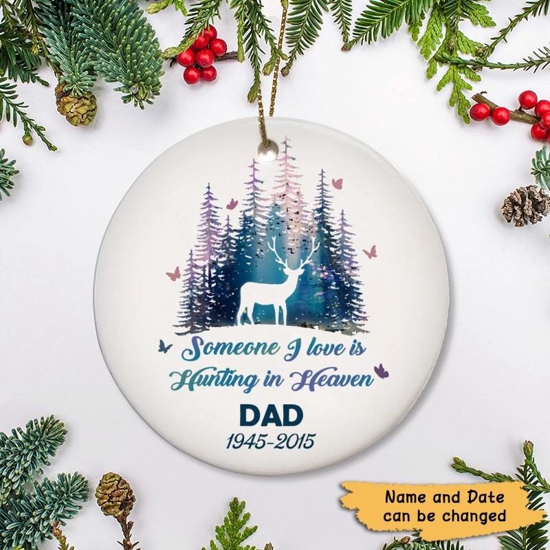 Hunting In Heaven Personalized Memorial Circle Ornament