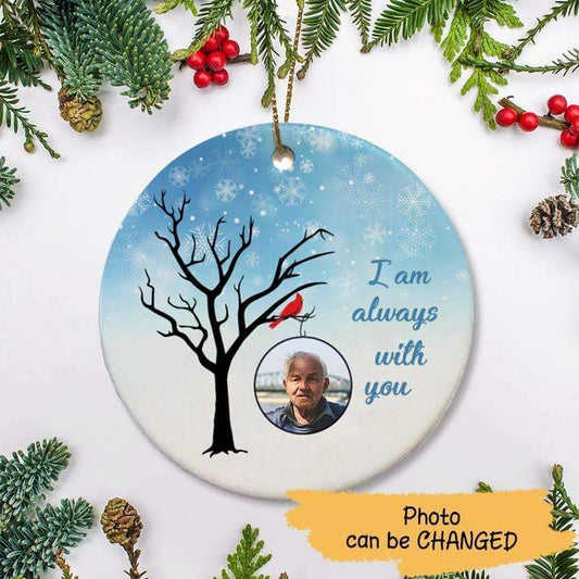 I Am Always With You Photo Personalized Memorial Circle Ornament