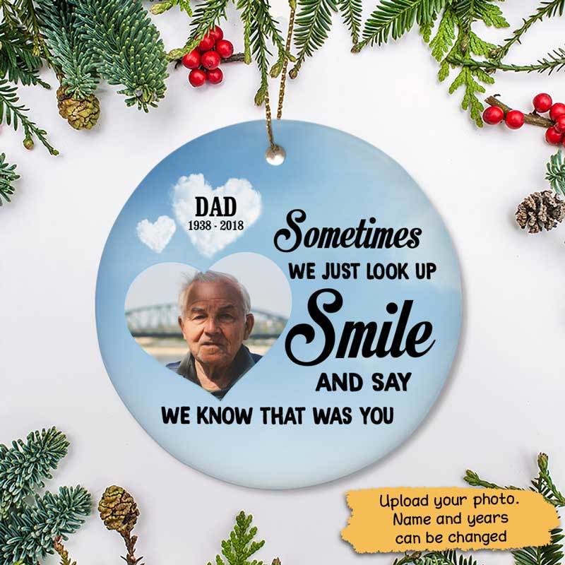 I Know That Was You Sky Photo Personalized Memorial Circle Ornament