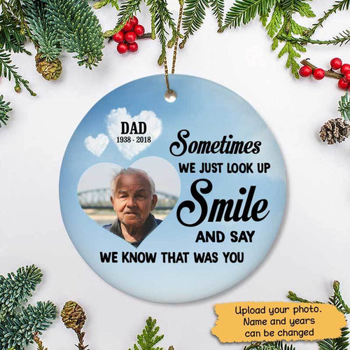 I Know That Was You Sky Photo Personalized Memorial Circle Ornament