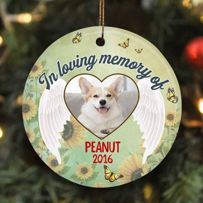 In Loving Memory Dogs Memorial Photo Personalized Circle Ornament