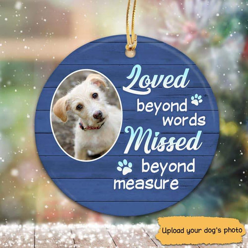Loved Beyond Words Dogs Plank Photo Memorial Circle Ornament