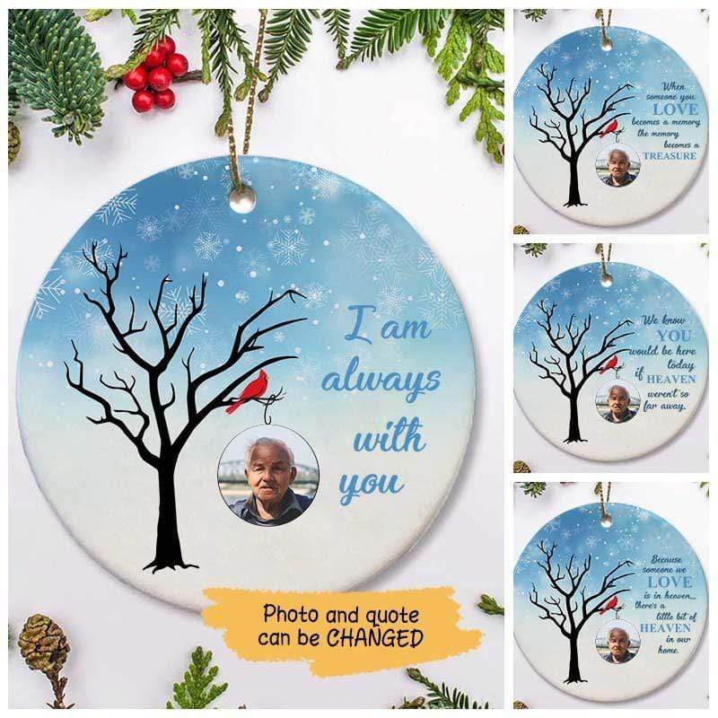 Memorial Cardinal Snow Photo Personalized Circle Ornament