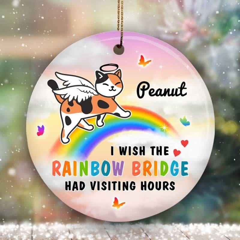 Memorial Walking Cat Rainbow Bridge Personalized Circle Ornament