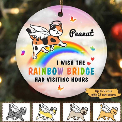 Memorial Walking Cat Rainbow Bridge Personalized Circle Ornament
