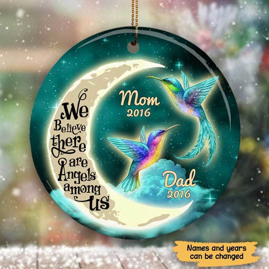 Moon And Hummingbirds Memorial Personalized Circle Ornament