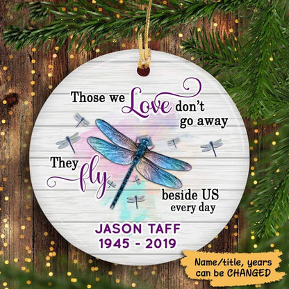 Pastel Dragonfly Those We Love Memorial Personalized Circle Ornament