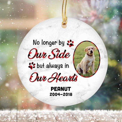 Pet Memorial Always on Our Hearts Photo Personalized Circle Ornament