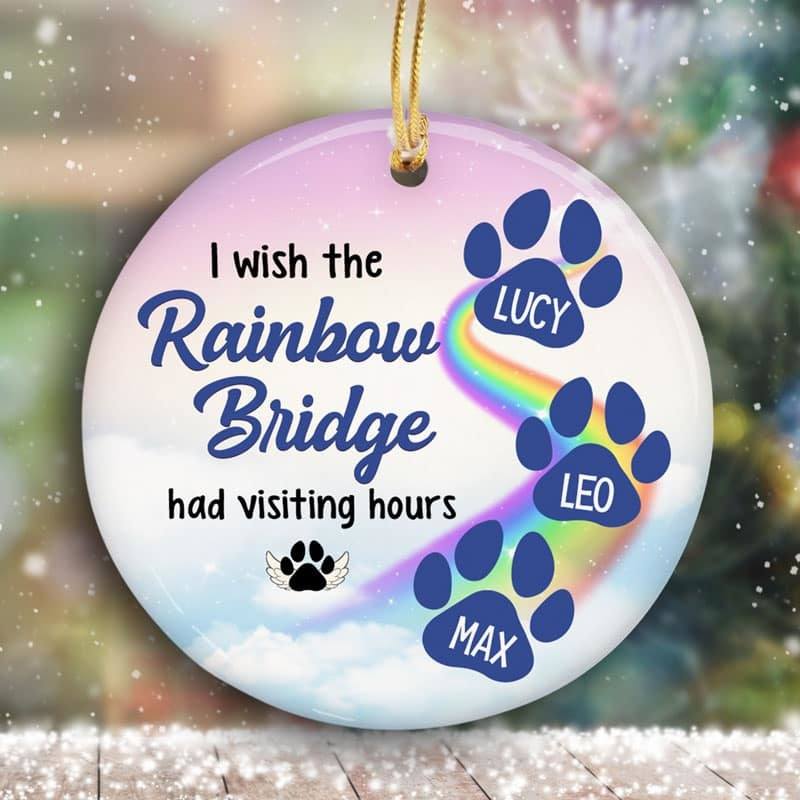 Rainbow Bridge Visting Hour Dog Memorial Personalized Circle Ornament