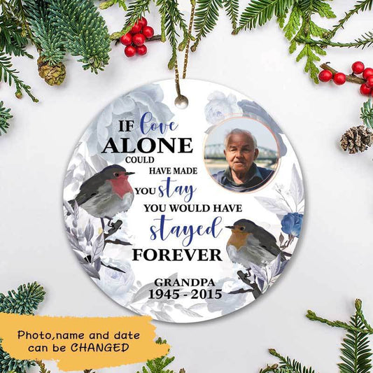 Robin Birds Photo Personalized Memorial Circle Ornament