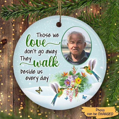 Snow Hummingbird Those We Love Memorial Personalized Circle Ornament