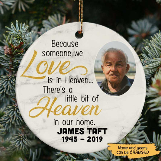 Some One We Love Is In Heaven Memorial Personalized Circle Photo Ornament