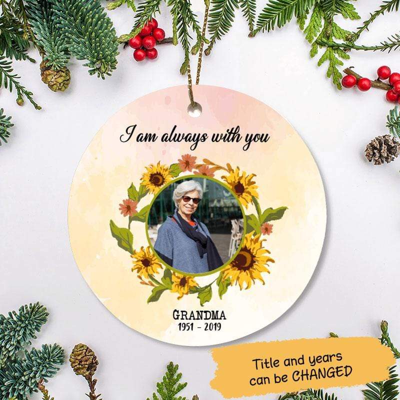Sunflower Memorial Photo Circle Ornament