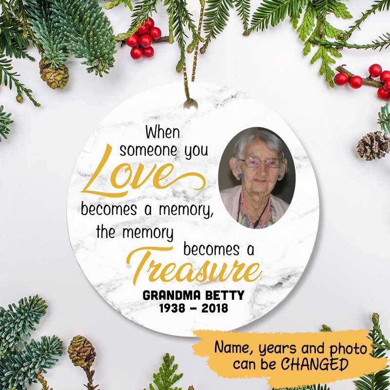 Treasure Memory Memorial Personalized Photo Circle Ornament
