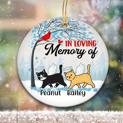 Walking Cat Cardinal Memorial Personalized Circle Ornament