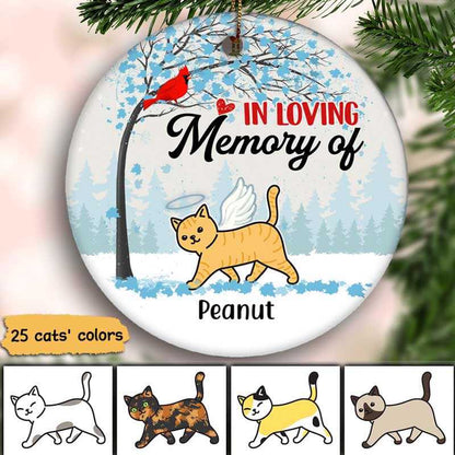 Walking Cat Cardinal Memorial Personalized Circle Ornament