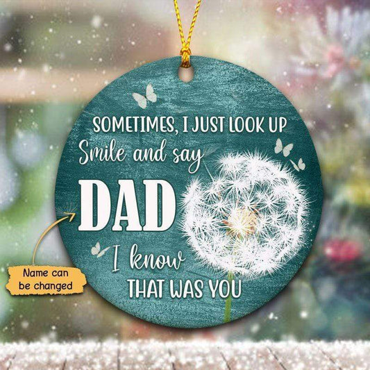 White Dandelion Butterflies Personalized Memorial Circle Ornament