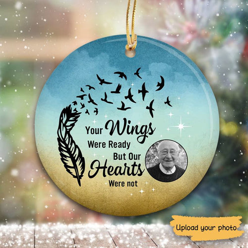 Your Wings Were Ready Photo Personalized Memorial Circle Ornament