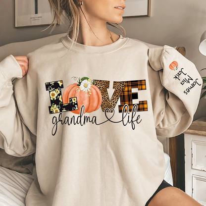 Personalized Love Grandma Life Fall Season Pumpkin Sweatshirt