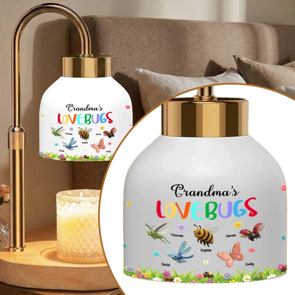 Grandma's Love Bugs Custom Grandkids Name - Personalized Candle Warmer Lamp - Mother's Day Gift For Grandma, Mom