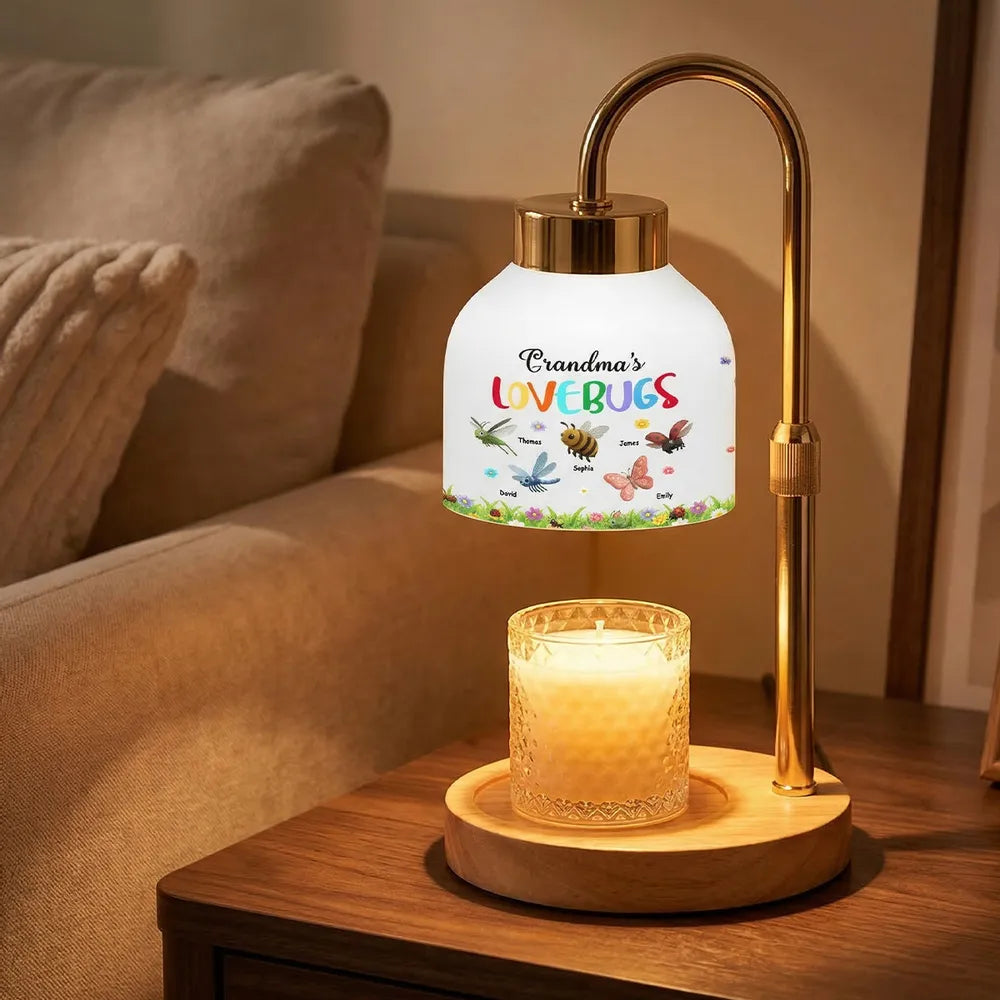 Grandma's Love Bugs Custom Grandkids Name - Personalized Candle Warmer Lamp - Mother's Day Gift For Grandma, Mom