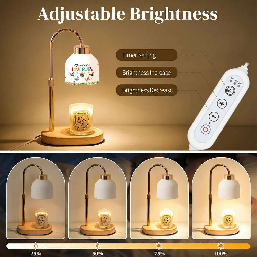 Grandma's Love Bugs Custom Grandkids Name - Personalized Candle Warmer Lamp - Mother's Day Gift For Grandma, Mom