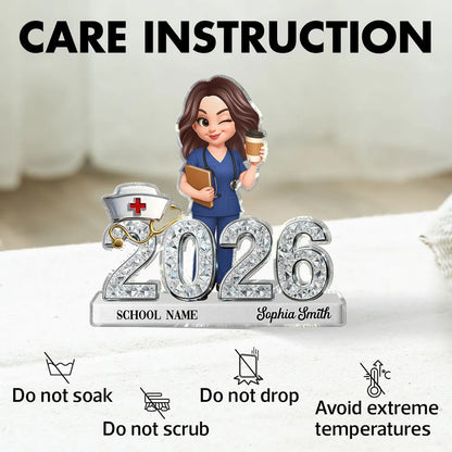 New Nurse Class Of 2026 2027 Shiny Effect 2D Flat - Personalized Acrylic Block Plaque - RN Gift, BSN Gift, Nursing Graduation Gift