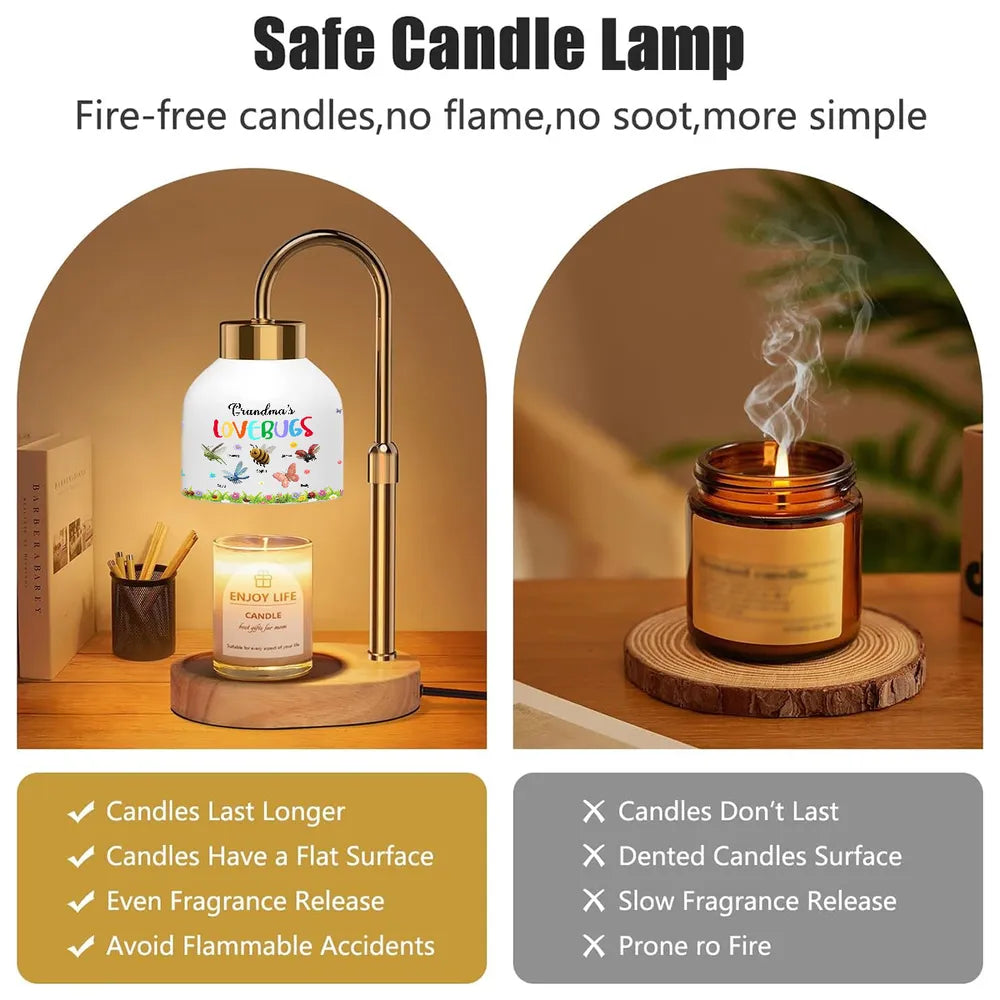 Grandma's Love Bugs Custom Grandkids Name - Personalized Candle Warmer Lamp - Mother's Day Gift For Grandma, Mom