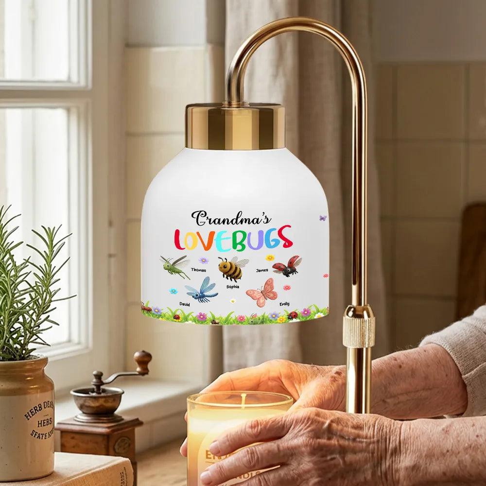 Grandma's Love Bugs Custom Grandkids Name - Personalized Candle Warmer Lamp - Mother's Day Gift For Grandma, Mom