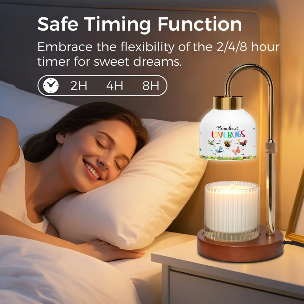 Grandma's Love Bugs Custom Grandkids Name - Personalized Candle Warmer Lamp - Mother's Day Gift For Grandma, Mom