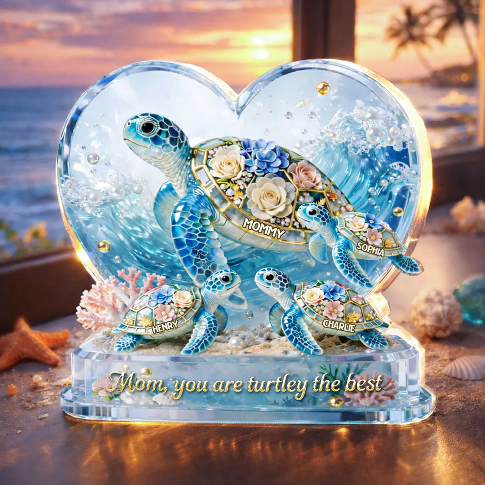 Mom You Are Turtley The Best - Personalized Acrylic Block Plaque - Gift For Mom, Grandma